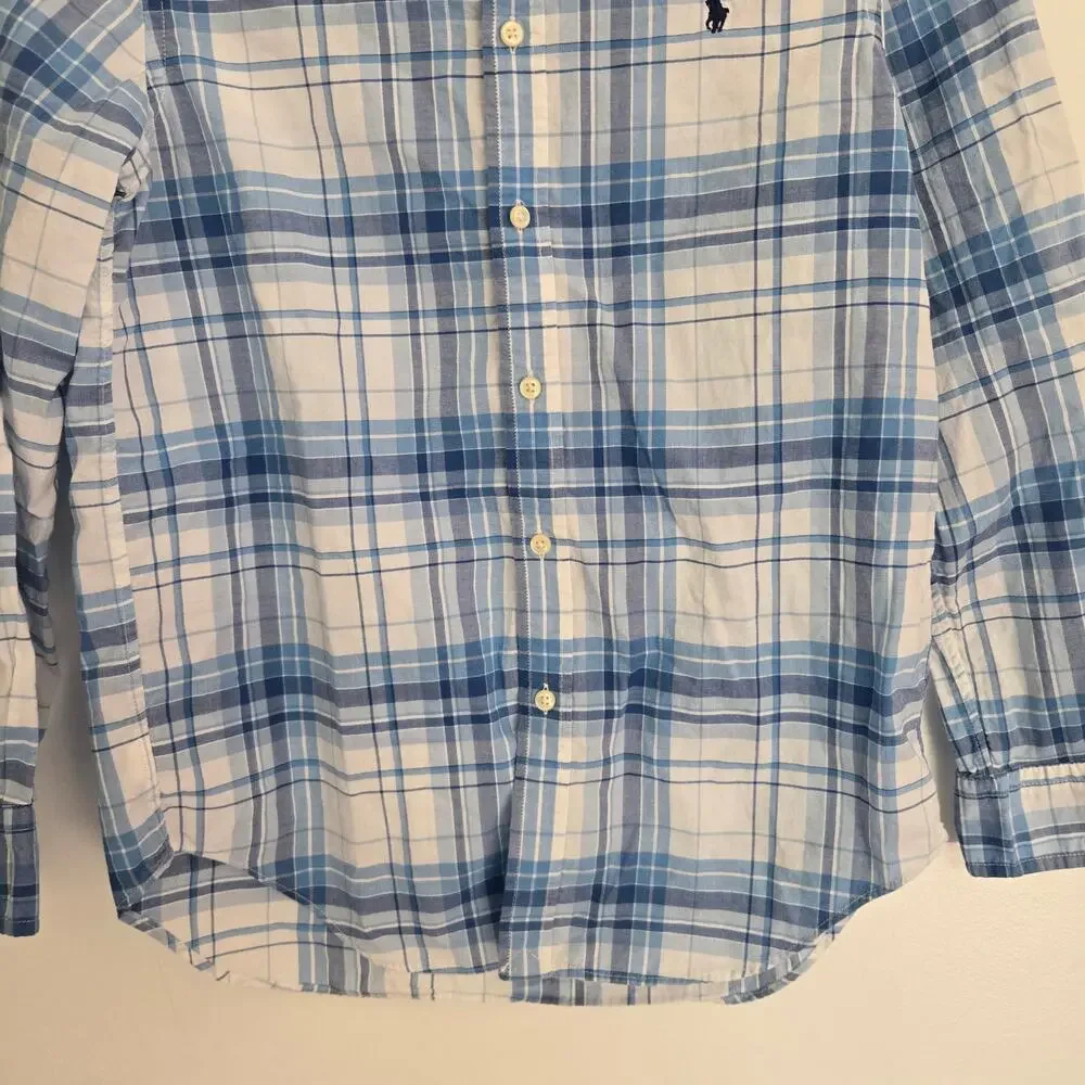 Ralph Lauren Boy Teen Tween Button Down Shirt Plaid Cotton School Basics Large